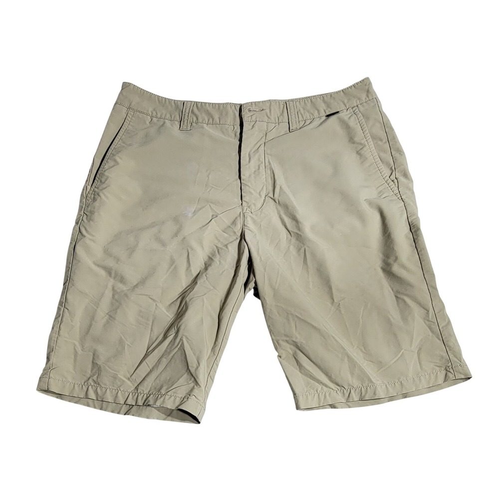 TravisMathew Mens Khaki Tan Performance Golf Shorts Size 32 Stretch Nylon Blend